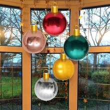 4組22英寸4d圓形氣球,附掛繩,扣環,雙面膠帶(鋁膜) - 閃亮金色,銀色和聖誕節裡的顏色裝飾 - 白色 - 查看 7