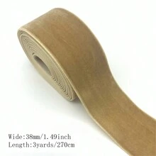 1pc 3yards 38mm Velvet Ribbon Handmade Wedding Party Decoration Ribbon For Gift Wrapping DIY Hair Bowknot Sewing Fabric - Khaki - View 2