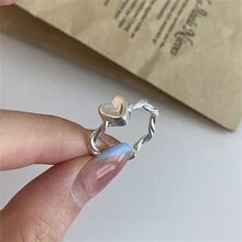 1pc Unisex Screw Thread Heart Opening Ring For Daily Wear - JZ6613 - View 4