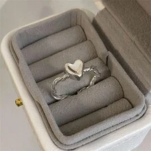 1pc Unisex Screw Thread Heart Opening Ring For Daily Wear - JZ6613 - View 5