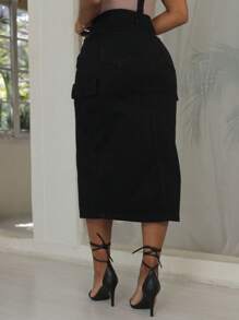 Women Denim Skirts - Black - View 2
