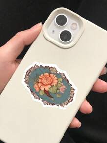 50pcs Vintage Floral Mirror Graffiti Stickers For Personalized Decoration Of Guitar, Notebook, Luggage, Waterproof