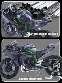 Coleccion Escala Moto Juguete H2r Con Luz Y Sonido Base 22cm - Negro - Ver 5