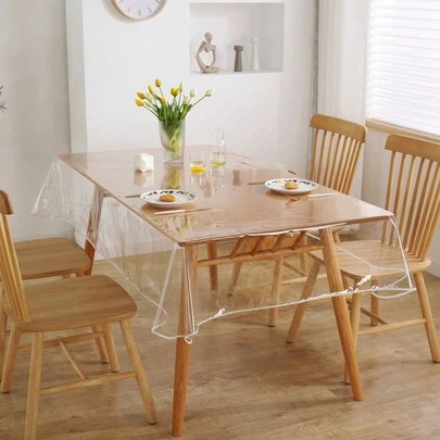 100% Waterproof Transparent Plastic Tablecloth, PVC Material Rectangular Tablecloth, Stain Resistant, Wipe Clean, Suitable For Dining Table, Party And Camping