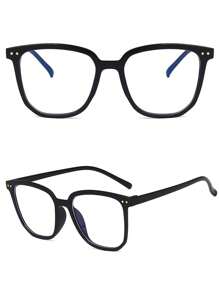 1入方形金釦透明眼鏡框,時尚非處方眼鏡,讓您更加優雅脫俗 - 黑色 - 查看 4