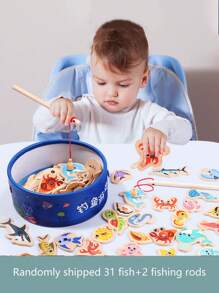 1 套兒童木桶海洋釣魚玩具,磁性魚早教認知遊戲,有趣且具有教育意義 - 彩色 - 查看 3