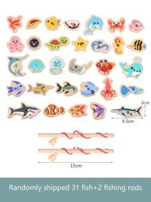 1 套兒童木桶海洋釣魚玩具,磁性魚早教認知遊戲,有趣且具有教育意義 - 彩色 - 查看 4