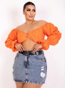 Plus Size Denim Skirts - Rửa trung bình - Xem 5