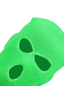 1 件装 3 孔针织全脸滑雪面罩冬季针织拉法帽户外运动滑雪罩男女骷髅骨架 - 綠色 - 查看 2