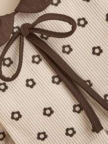 1 件冬季保暖加厚灯芯绒复古连衣裙，带彼得潘领和蝴蝶结装饰，适合宠物狗和猫 - 棕色 - 查看 5