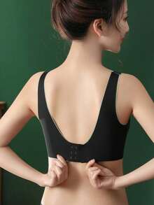 Sujetador suave simple con ribete con encaje - Negro - Ver 8