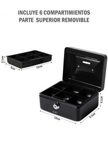 Small Cash Box With Lock And Coin Piggy Slot - 黑色 - 查看 4