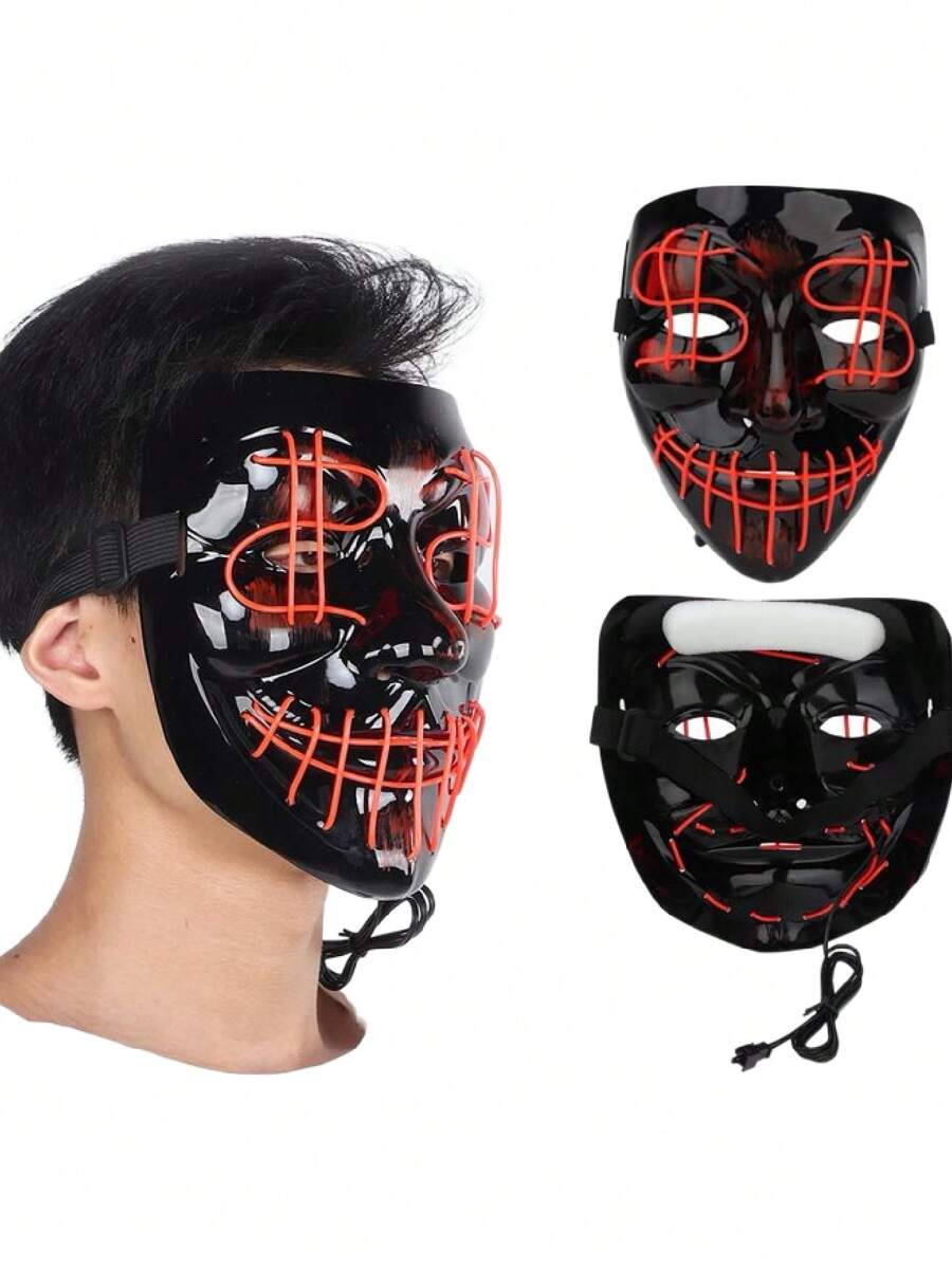 Máscara iluminada LED Disfraz de Halloween - Multicolor - Ver 1