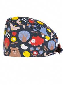 1 Pieza Gorro Quirurgico Impreso Con Dibujos Animados Multicolores Para Hombres Y Mujeres - Multicolor - Ver 1
