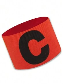 1pc Sports Competition Captain Long Sleeve Armband With C Logo, Safety Identification Patch, Anti-Slip Hook And Loop, Christmas - Red - View 2