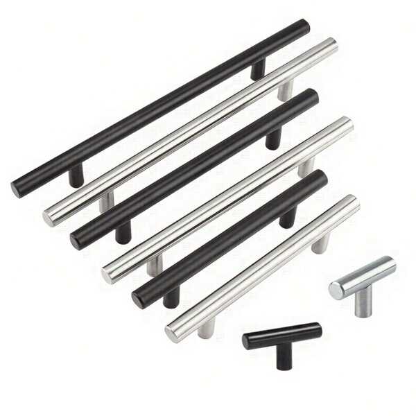 1pc Black/silver Matte Stainless Steel Drawer Handle T-bar Cabinet Pulls Knobs, Kitchen/bathroom/cupboard Door Hardware