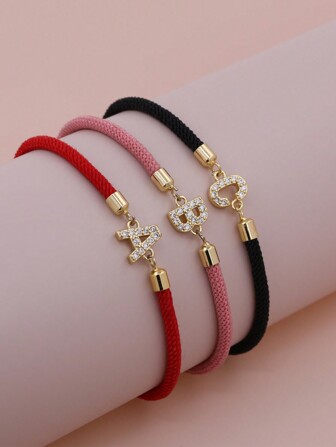 KEJIALAI 2023 New Pave Zirconia A-Z Initial Letter Armband För Kvinnor Färgglada Justerbara Rep Charm Armband För Kvinnor Smycken Present