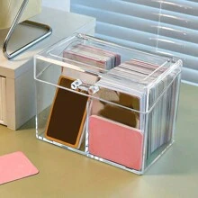 1 Pieza Caja De Almacenamiento De Tarjeta De Caja Ciega, Caja Transparente Acrílica Para Colocar Tarjetas De Negocios, Con Tapa Divisora Abatible - Blanco - Ver 5