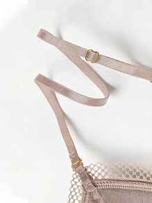 Sutiã fino de renda francesa sexy feminino, calcinha de casamento feminina sem costura macia, sutiã bordado com bojo bonito com as costas descobertas, adequado para mulheres com seios pequenos, lingerie