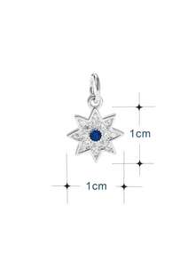 1入流行優雅的925銀星空心&月亮吊墜,新嵌鑲設計,適用於diy手鏈吊墜,高端珠寶禮物