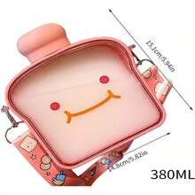 Toast Bread Design Water Bottle. Portable Canteen Pastel Colors For Old Or School. 380ML Capacity - 粉色 - 查看 4