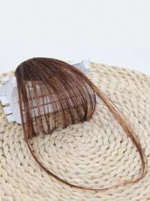 1pc French Hair Extension With Sideburns And Invisible Hair Clip, Natural And Suitable For Daily Wear Casual - Mocha Brown - View 3