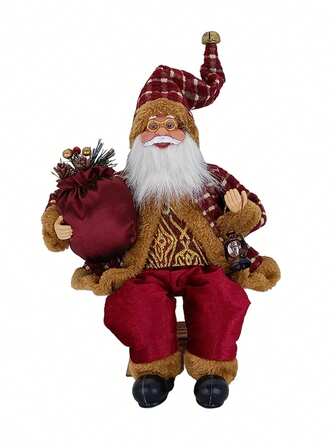 1PC Xmas Gifts 14'' Sitting Santa Claus Figurines Christmas Figure Decorations Hanging Xmas Tree Ornaments Santa Doll Toy Collectible