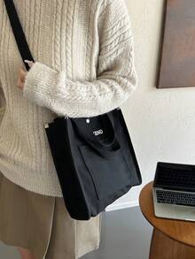 Mini Tote Bag Women Small Satchel Bag Handbag Canvas Crossbody Purse Stylish Tote Handbag For Women Fashion Crossbody Bag - Black - View 3