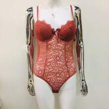 lencería baby doll sexy conjuntos malla - Rosa coral - Ver 3