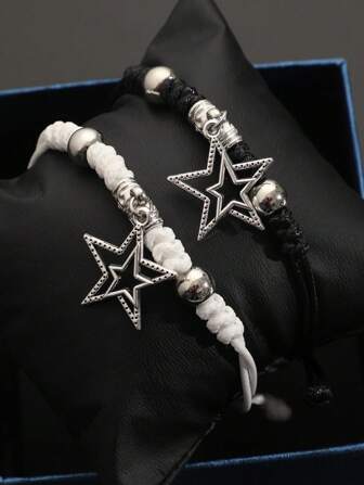 2入組可調節星空時尚情侶手鏈,合適的適用於日常穿著