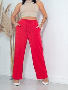 Women Pants - 紅色 - 查看 1