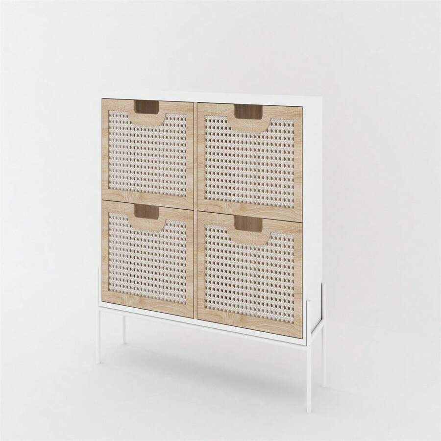 Rattan Free-Standing Shoe Rack Storage Cabinet with Shoe Drawers, Shoe ...