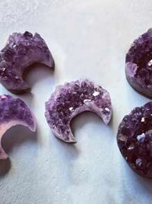1pc Natural Amethyst Moon Shape Gemstone Sample - purple moon - View 3