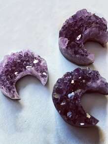 1pc Natural Amethyst Moon Shape Gemstone Sample - purple moon - View 1