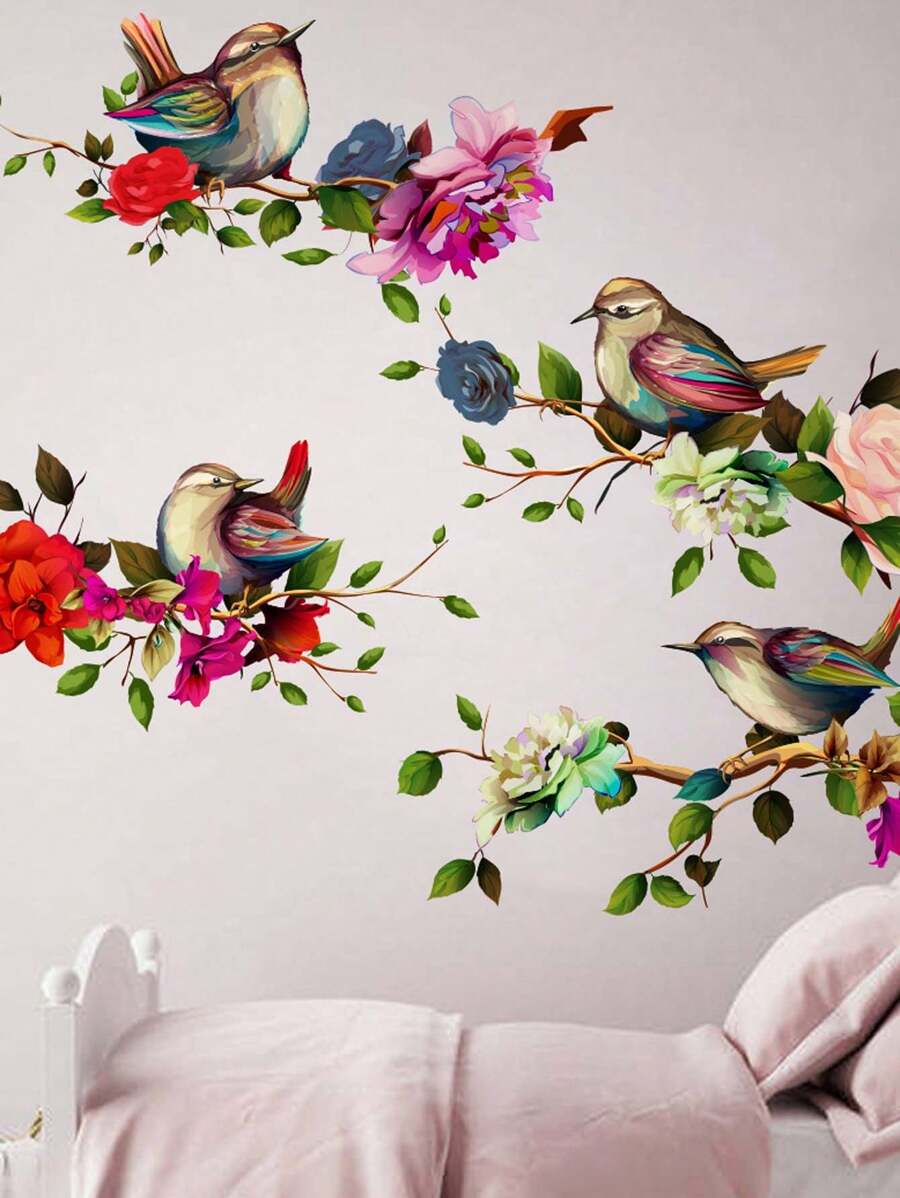 家居臥室餐廳裝飾花鳥牆貼 - 彩色 - 查看 1
