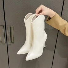 Giày bốt Nữ Thời trang Dây kéo sau - trắng - Xem 1