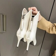 Giày bốt Nữ Thời trang Dây kéo sau - trắng - Xem 2