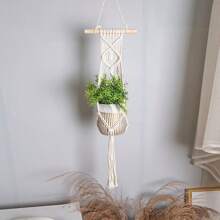 1 件花邊植物衣架,手工白色懸掛植物籃植物牆壁戶外臥室家居裝飾 - 白色 - 查看 1