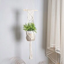 1 件花邊植物衣架,手工白色懸掛植物籃植物牆壁戶外臥室家居裝飾 - 白色 - 查看 4