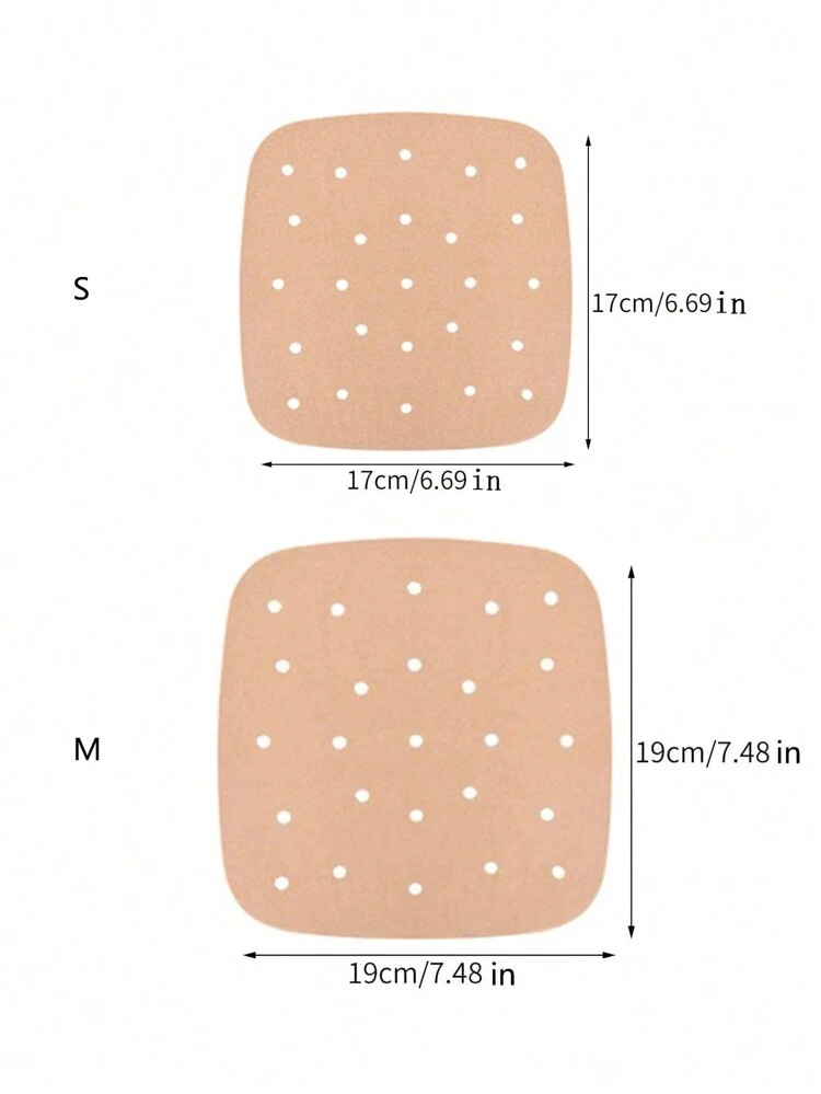50pcs Air Fryer Parchment Disposable Liner 6.5-Inch (Approximately 17cm)/7.5-Inch (Approximately 19cm), Advanced Perforation, Suitable For Air Fryers, Streamers, And Pans, Not Burned, Easy To Clean, Two Sizes Available (Brown) Air Fryer Kitchen Air Fryer Liners Air Fryer Paper Airfryer Air Frier Back To School