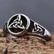 1pc Stainless Steel Viking Celtic Knot Ring, Unisex, Minimalist Style, Great Gift For Thanksgiving, Christmas, Halloween - Silver - View 1