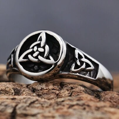 1 pieza Anillo de nudo celta vikingo de acero inoxidable, unisex, estilo minimalista, gran regalo para Acción de Gracias, Navidad, Halloween