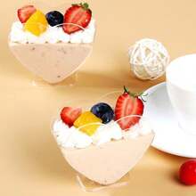 10pcs/set Clear Plastic Cups For Desserts, Cakes, Puddings, Mini Heart-shaped Mousses, Wedding Dessert Stands - White - View 2