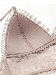 Sutiã fino de renda francesa sexy feminino, calcinha de casamento feminina sem costura macia, sutiã bordado com bojo bonito com as costas descobertas, adequado para mulheres com seios pequenos, lingerie
