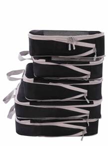 Túi nén đựng đồ, túi đựng quần áo, bộ túi du lịch, túi nén đựng đồ dung tích lớn, chống thấm nước, có thể tái sử dụng, thiết kế hai lớp với khóa kéo đôi, phù hợp cho công tác, nghỉ dưỡng hoặc du lịch cho cả nam và nữ, chất liệu nylon, vật dụng cần thiết khi đi du lịch. - màu đen - Xem 4