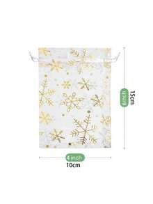 10入組/包聖誕拉繩禮物袋,派對禮品袋 - 白色 - 查看 5