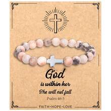 1 件基督教礼物，适合女性，十字架串珠手链，天主教珠宝，母亲节生日圣诞节礼物，适合女性，母女，姐妹，女友，奶奶，妻子 - 粉色 - 查看 21
