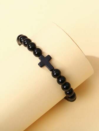 Cross Decor Beaded Bracelet