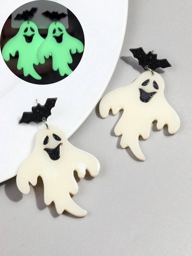 ROSTIVO Orecchini Pendenti Fantasma Halloween In Acrilico, Colore Arancione, Leggeri E Antiallergici, Donna
