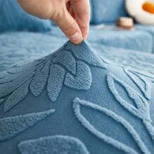 1入現代圓編彈性沙發套,附山茶花設計,全季節適用,抗貓抓傷,防塵 - 藍色 - 查看 2